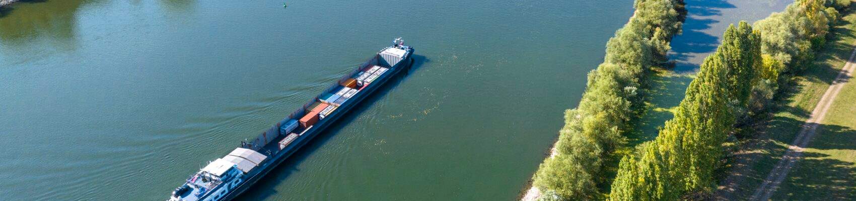 industrial ship on river